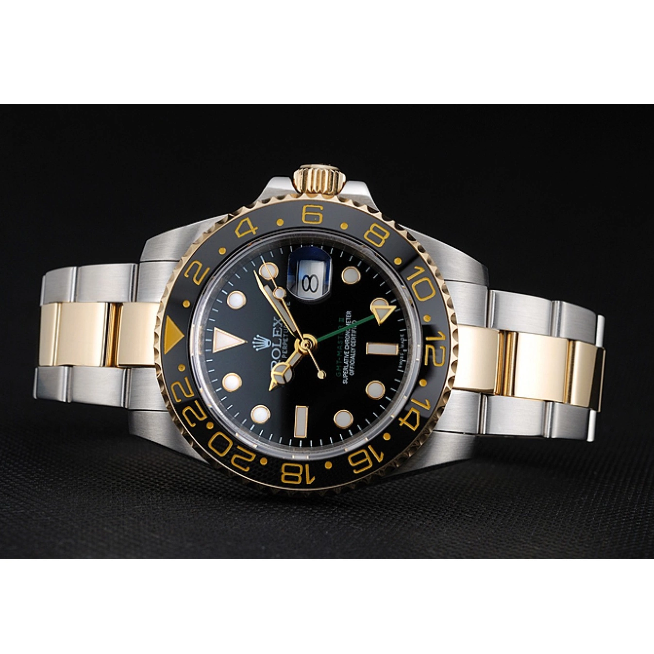 Aaa replica watch Rolex 80295 GMT Bezel Black Black Swiss Dial Master 0801
